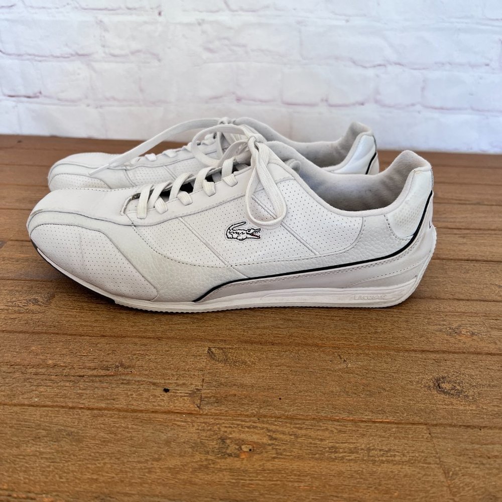 Lacoste Mens Radium White Leather Sneakers - Size 10